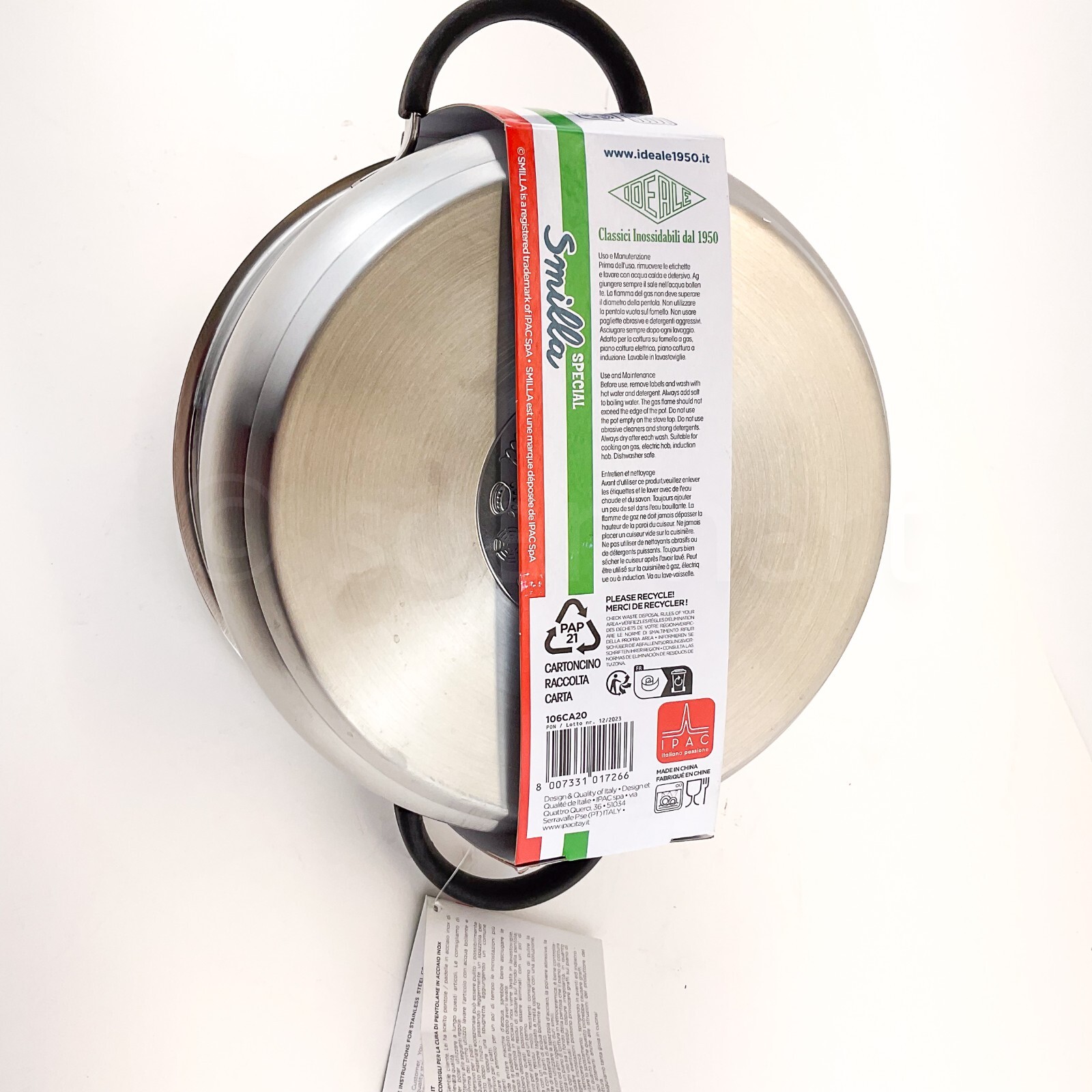Idaele Stainless Steel Casserole Stock Pot 3.2-qt 8″ New