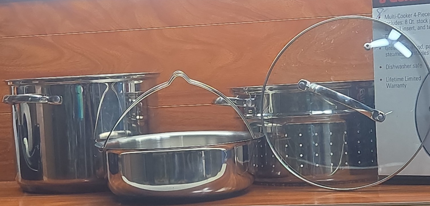 Exeter Stainless Steel 8 Quart 4 Piece Set Multi-Cooker with Glass Lid