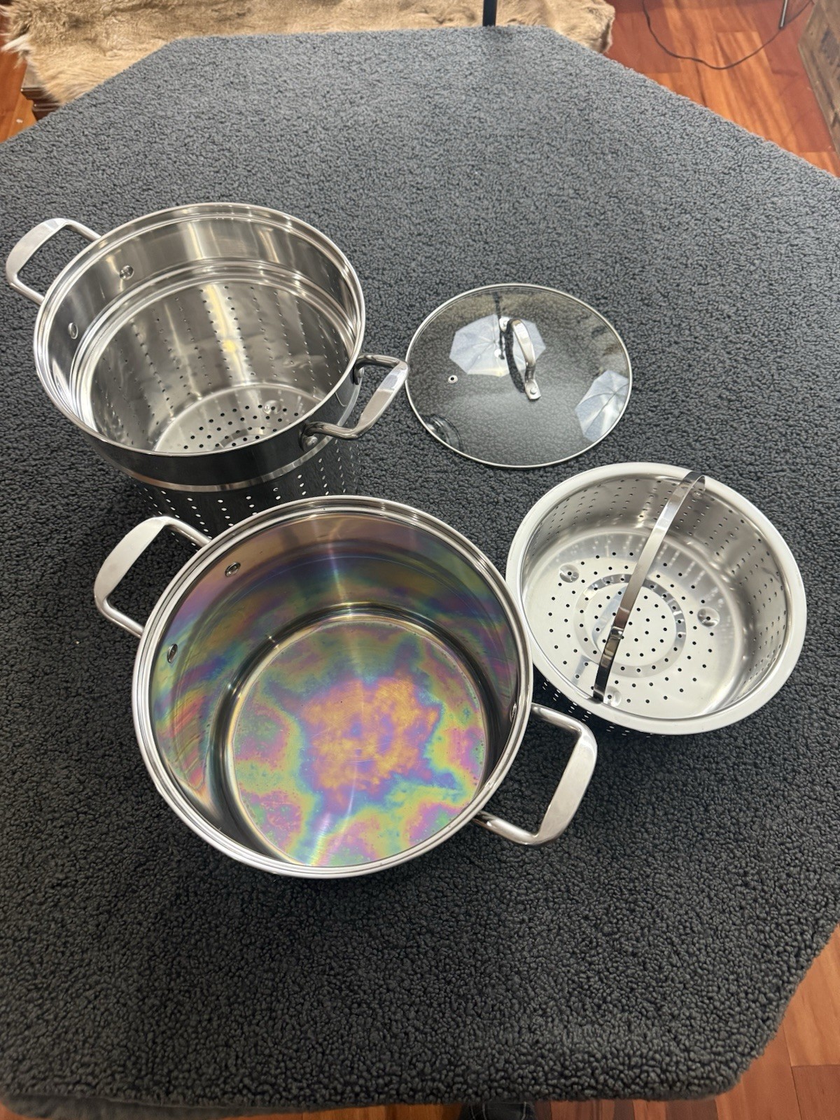 Denmark Stainless Pasta Pot Set 10” Stock Pot w/2 Strainers & Glass Lid