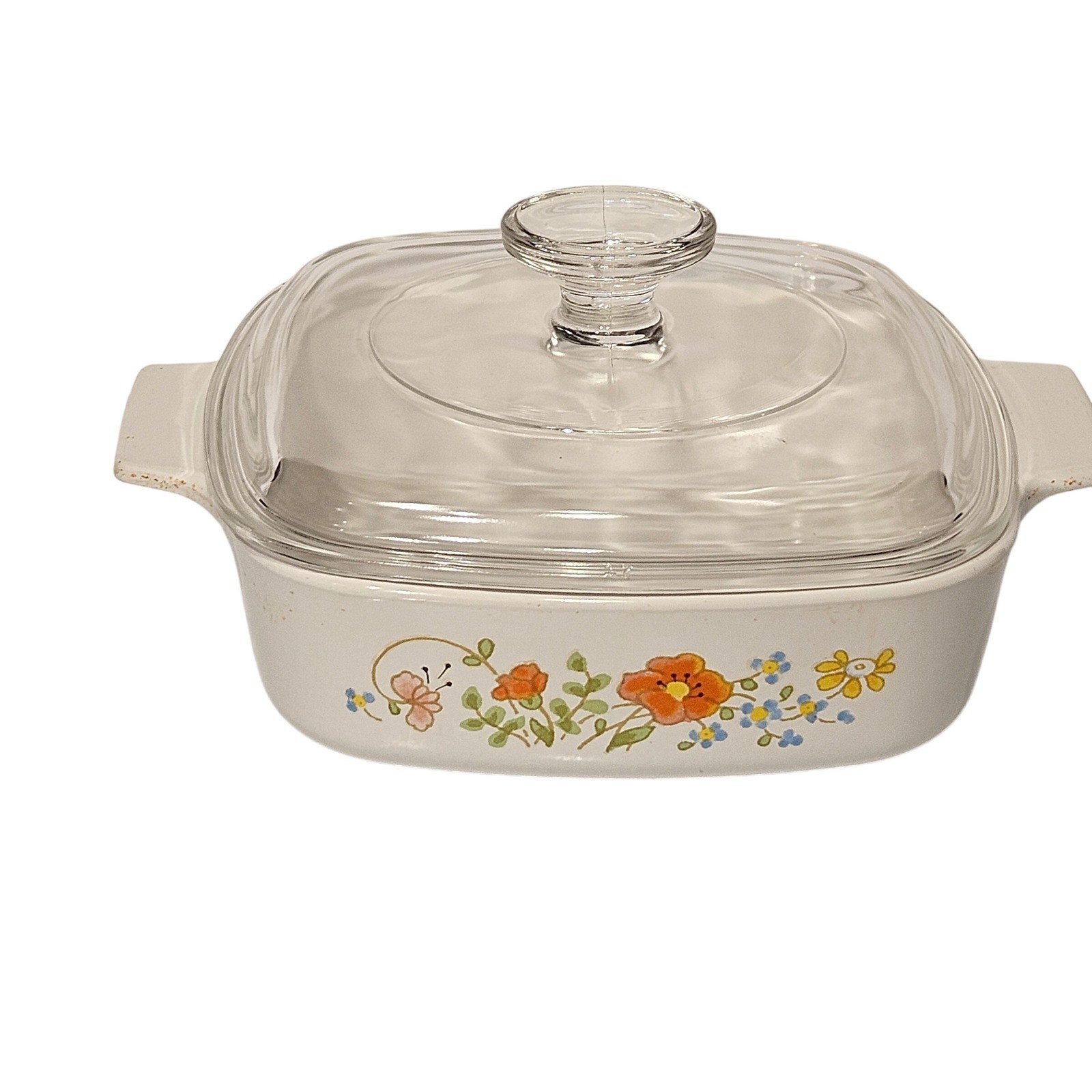 Corning Ware Wildflower Casserole Dish 1.5L White Floral A-1 1/2-B with Lid