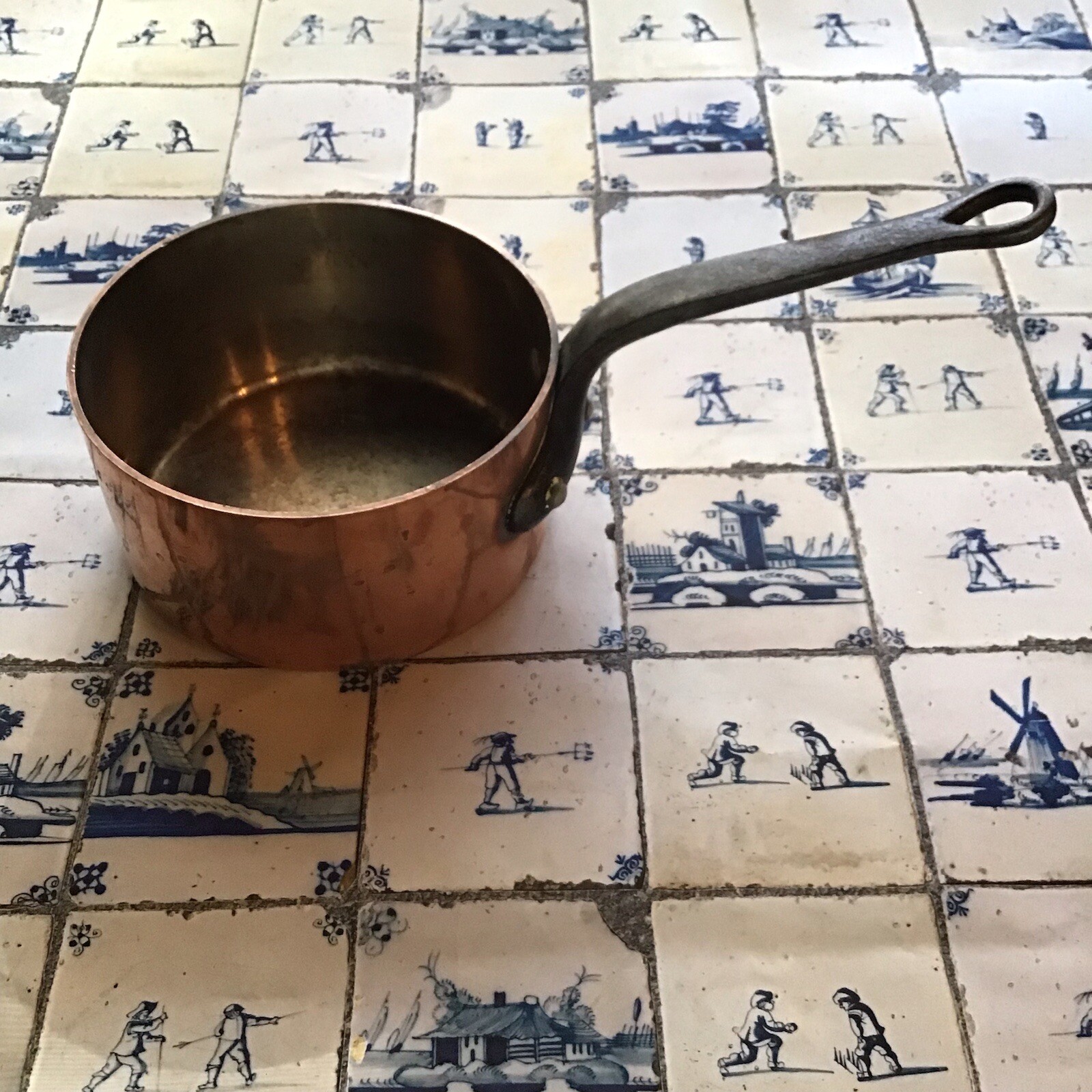 Copper Pan 3 mm Thickness With Cast Iron Handle France 18 cm