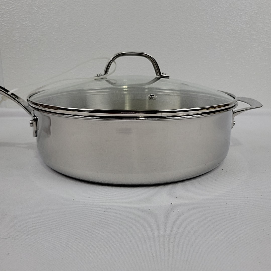 Viking 3-Ply Stainless Steel Saute Pan Mirror Finish With Glass Lid 5.25 Qt NWT
