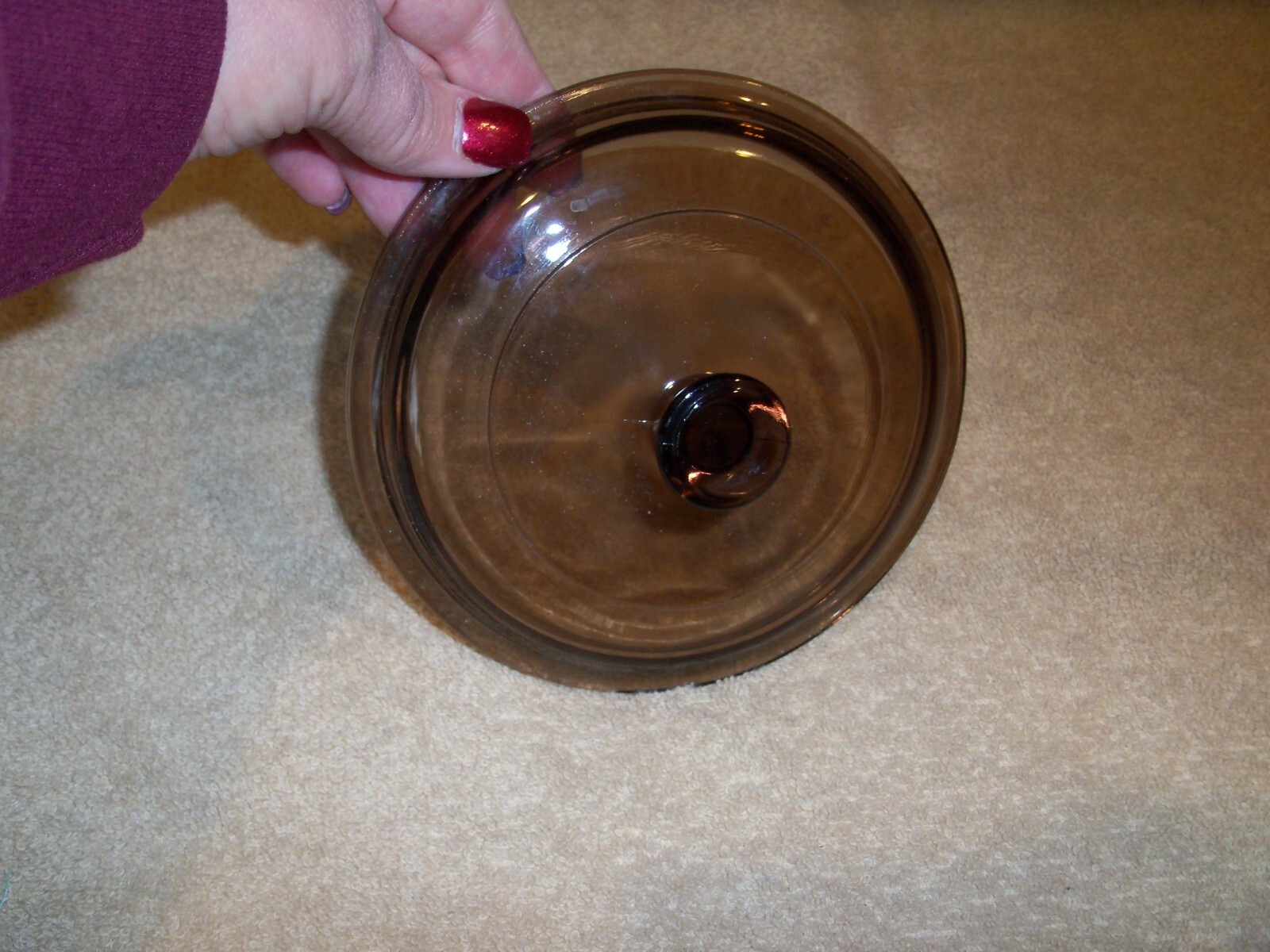 CORNING WARE PYREX REPLACEMENT LID ONLY VISIONS AMBER BROWN ROUND GLASS V-1-C