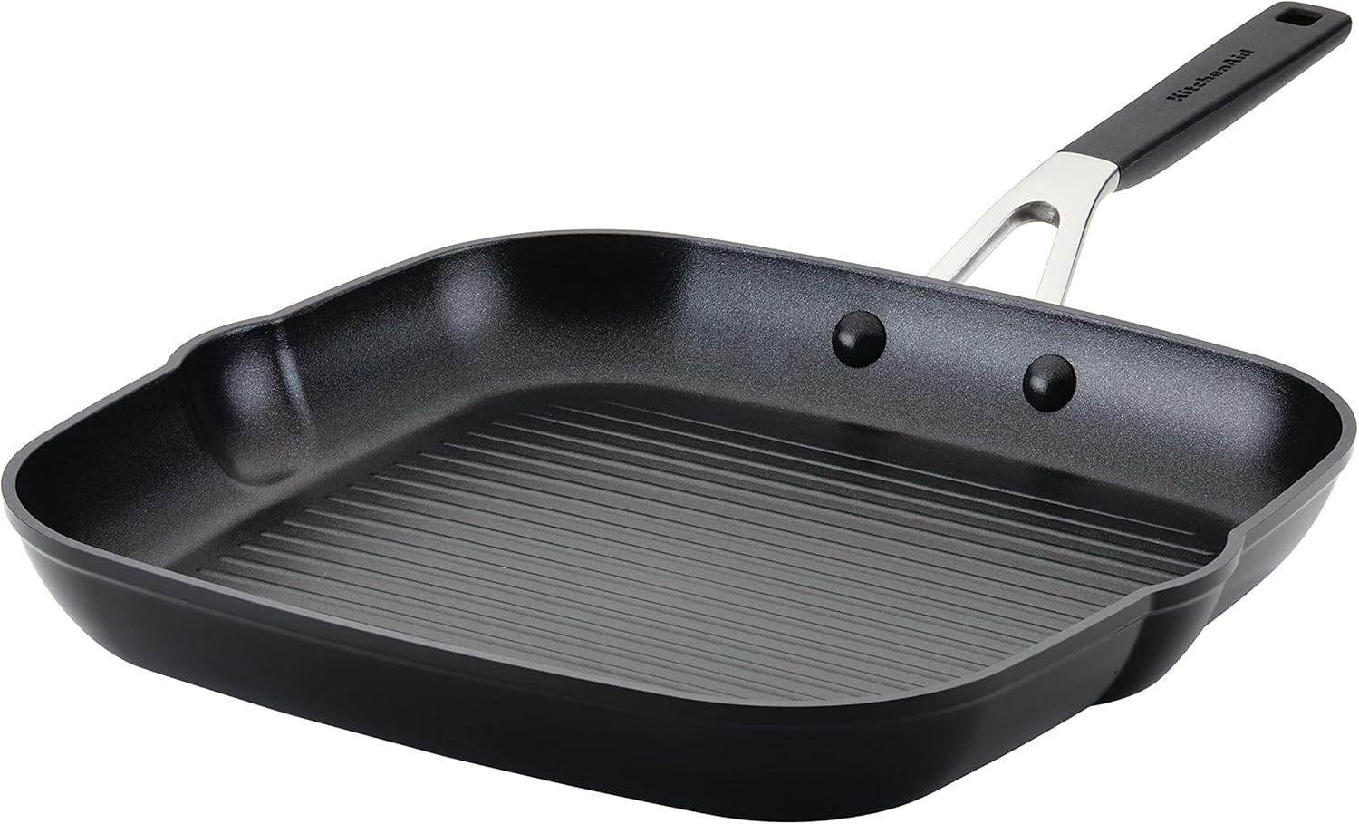 84808 Hard Anodized Nonstick Square Grill Pan/Griddle with Pour Spouts, 11.25 In