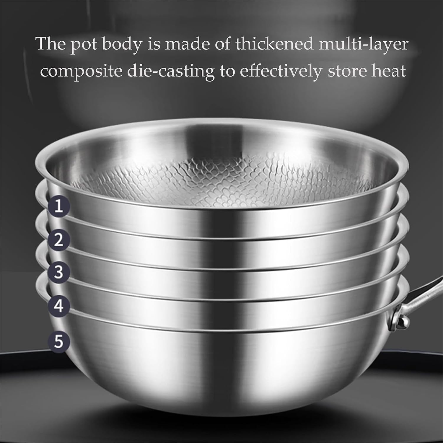 Toutrop Titanium Hammered Non Stick Frying Pan with Lid Scratch Resistant