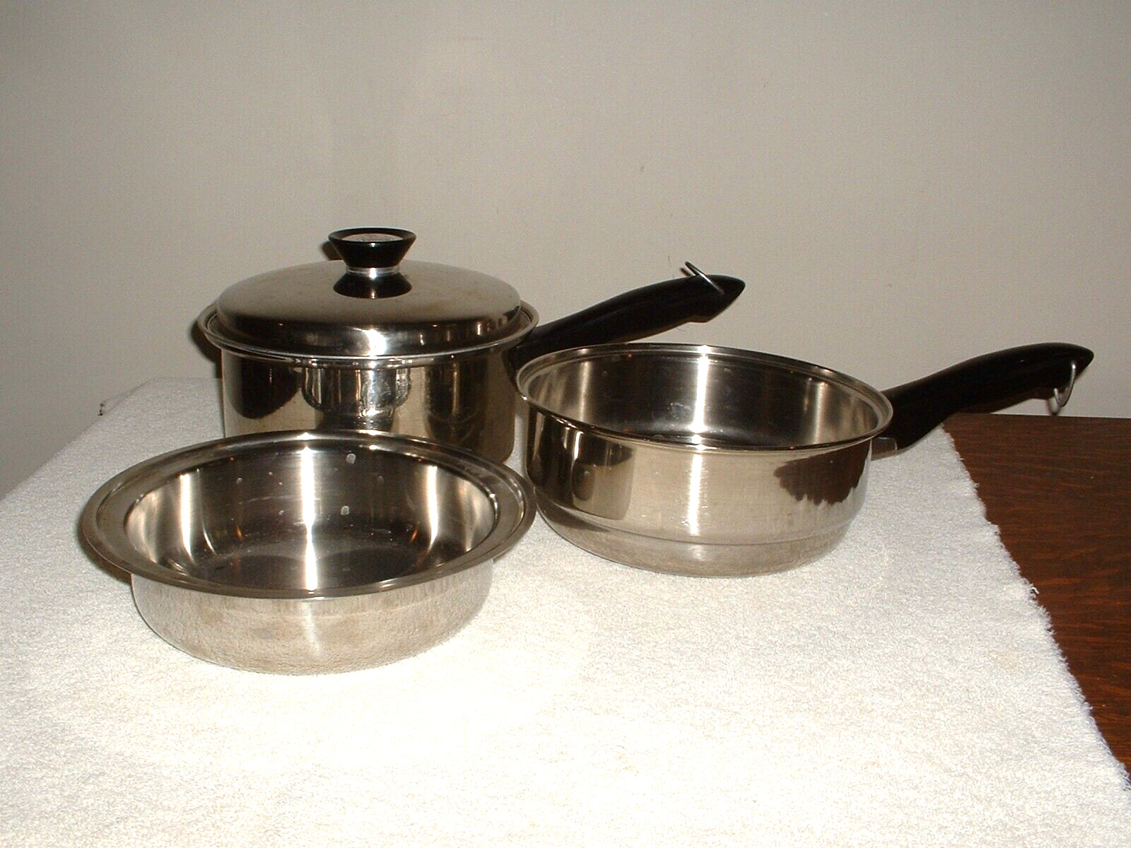 Colonial Ware 3 Qt Stainless Steel Saucepan w/ Steamer & Insert