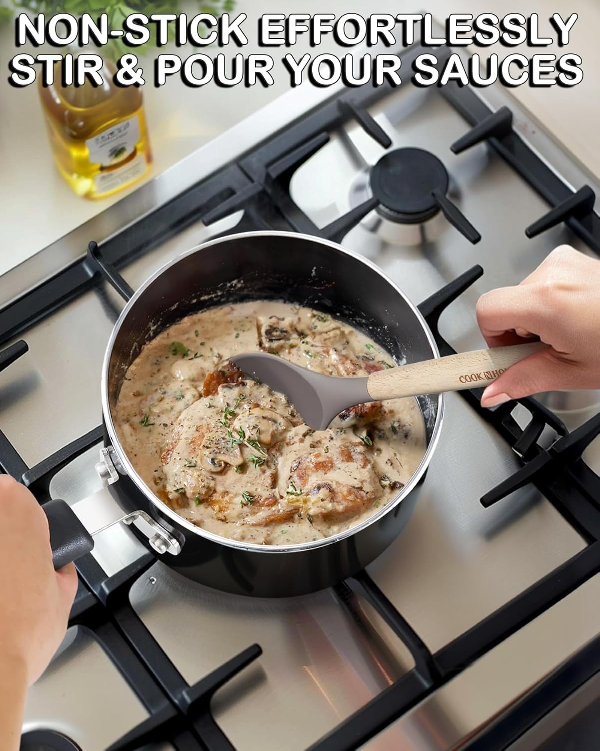 Basic 3 Quart Nonstick Saucepan with Glass Lid, Non Stick Aluminum Sauce Pan,…