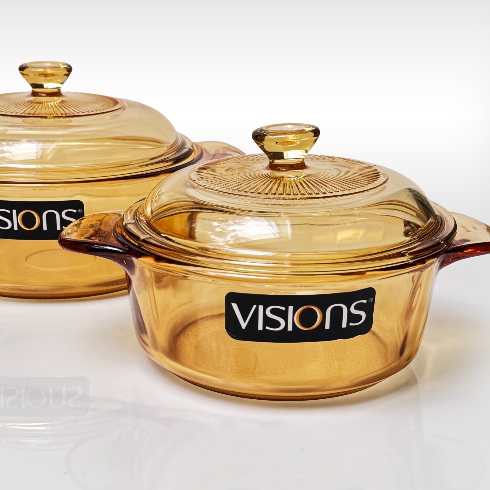 Visions Amber Yellow Pots Made in France w/Lids NEW 0.8L & 1.25L sold individual