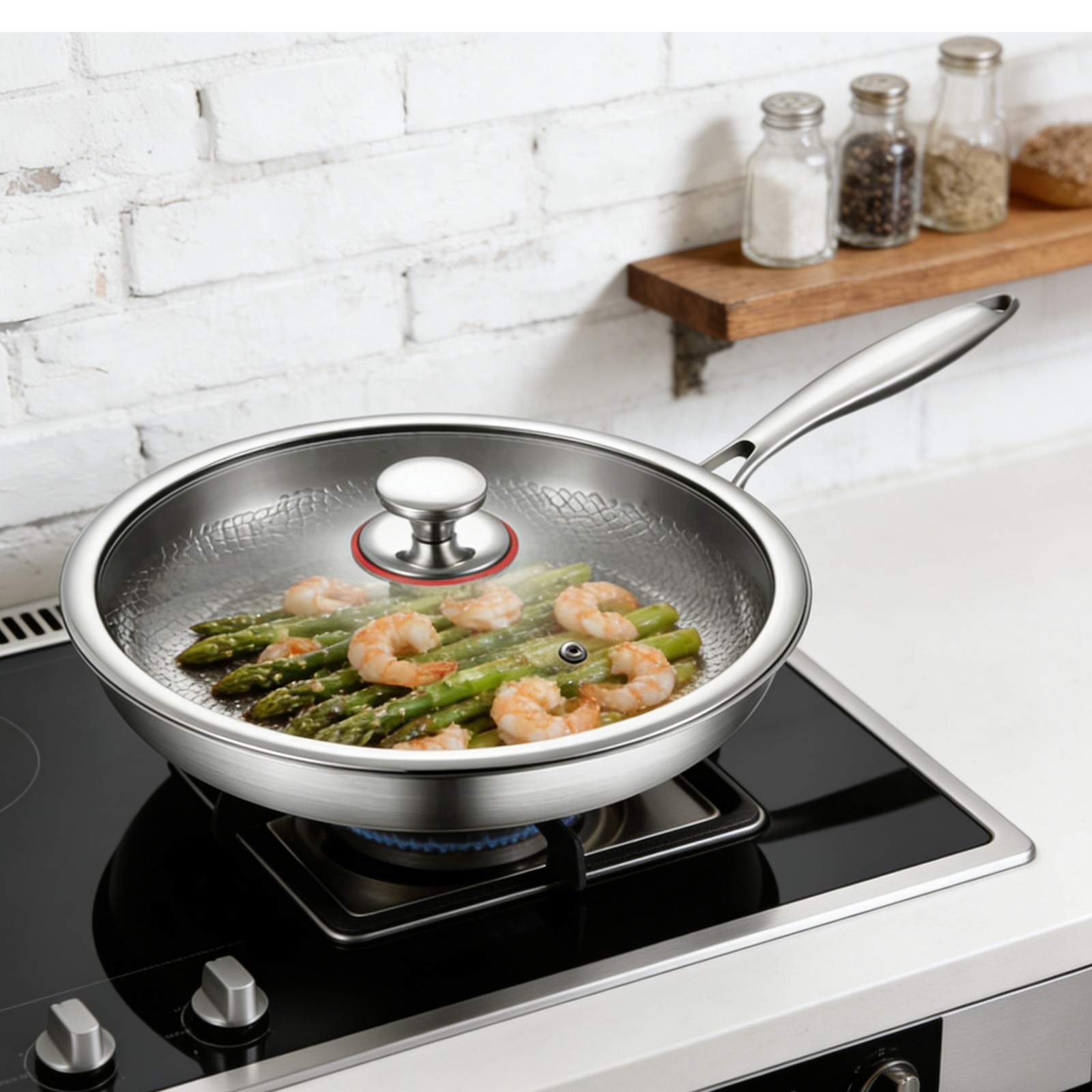 11.81 In Searing Pan，titanium Frying Pan，everyday Pan, Versatile Pan With Lid