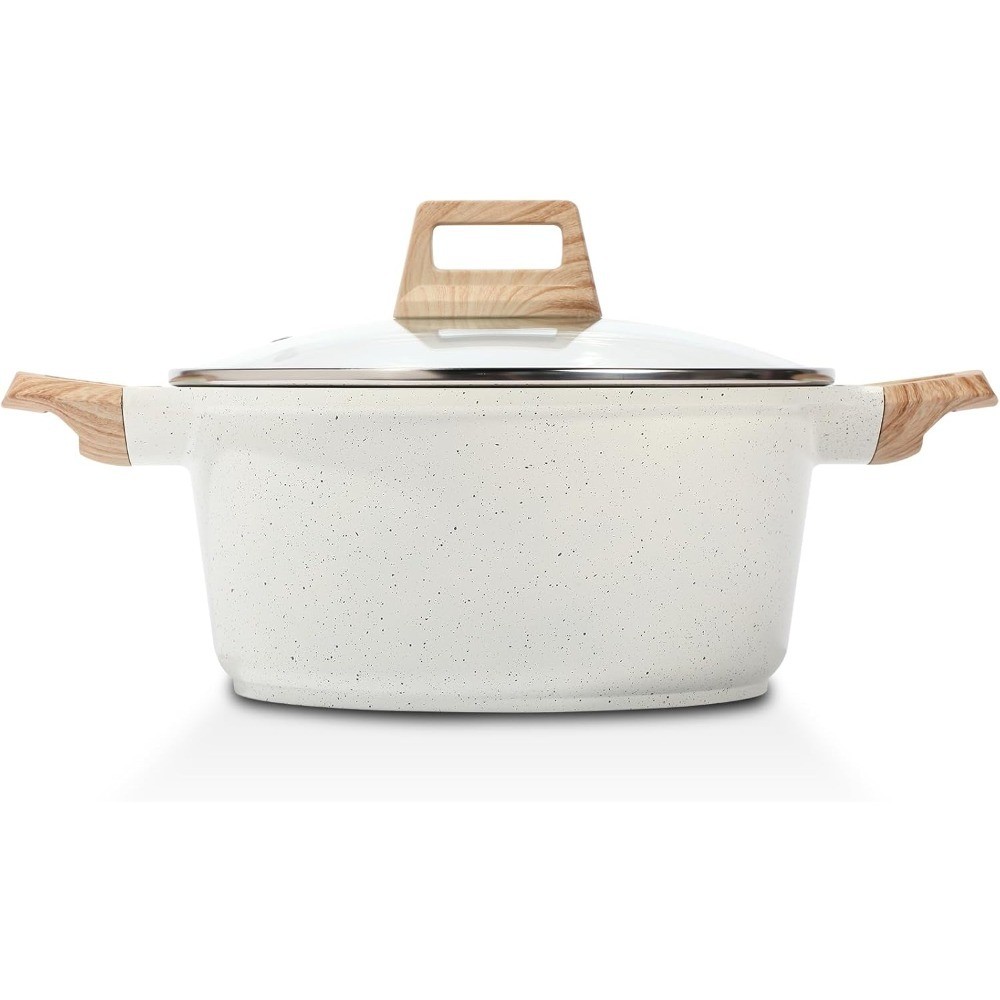 Nonstick Stock Pot with Lid 7 Quart Granite Casserole Large Soup Pasta Cooking