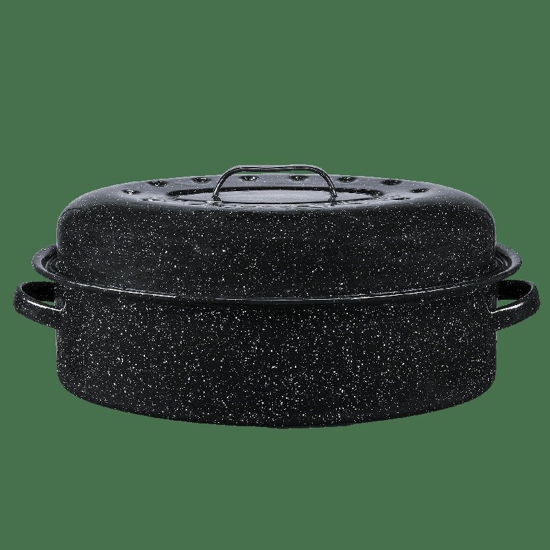 Nonstick Oval Roasting Pan W/ Lid Turkey Dishwasher Safe Heat Distribution New