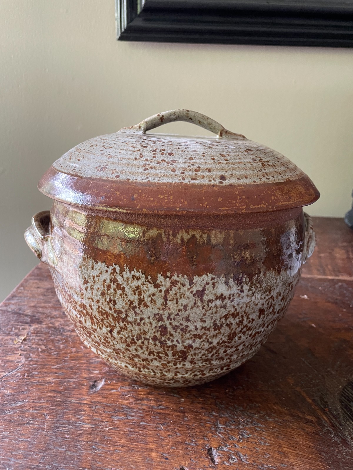 Tan Speckled Ceramic Stoneware Pot Central Chimney Steamer Pottery