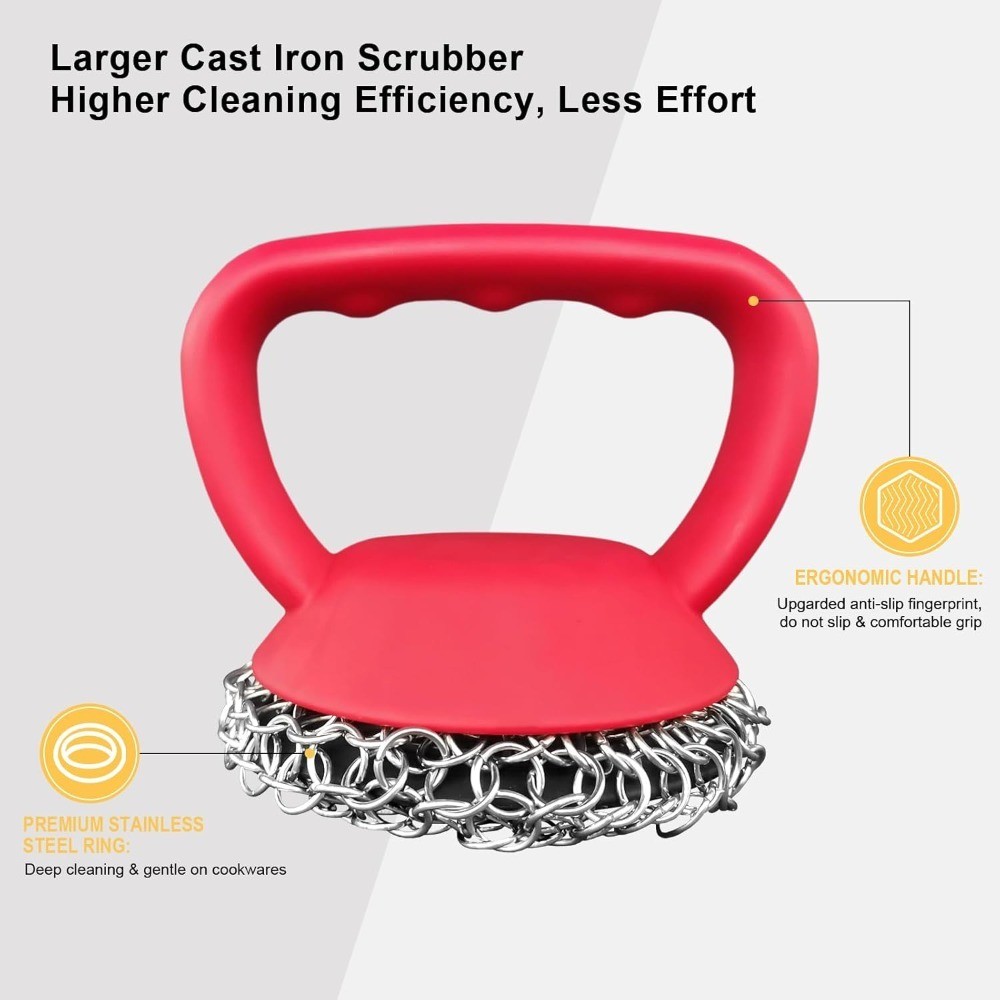 Stainless Steel Chainmail Scrubber for Cast Iron Pans Skillets Dutch Ovens with
