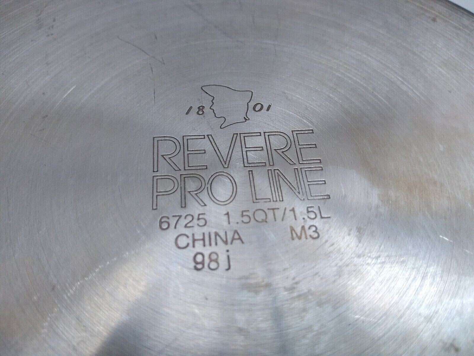 Revere Ware Proline 1.5 Qt Saucepan Copper Core Stainless Sauté Pot Fry Pan Lid
