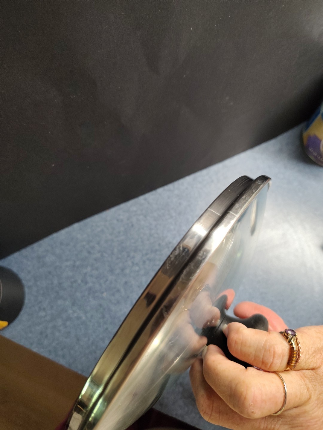 Pampered Chef Glass 7 1/2″ Black Knob Clear View Replacement Skillet Lid