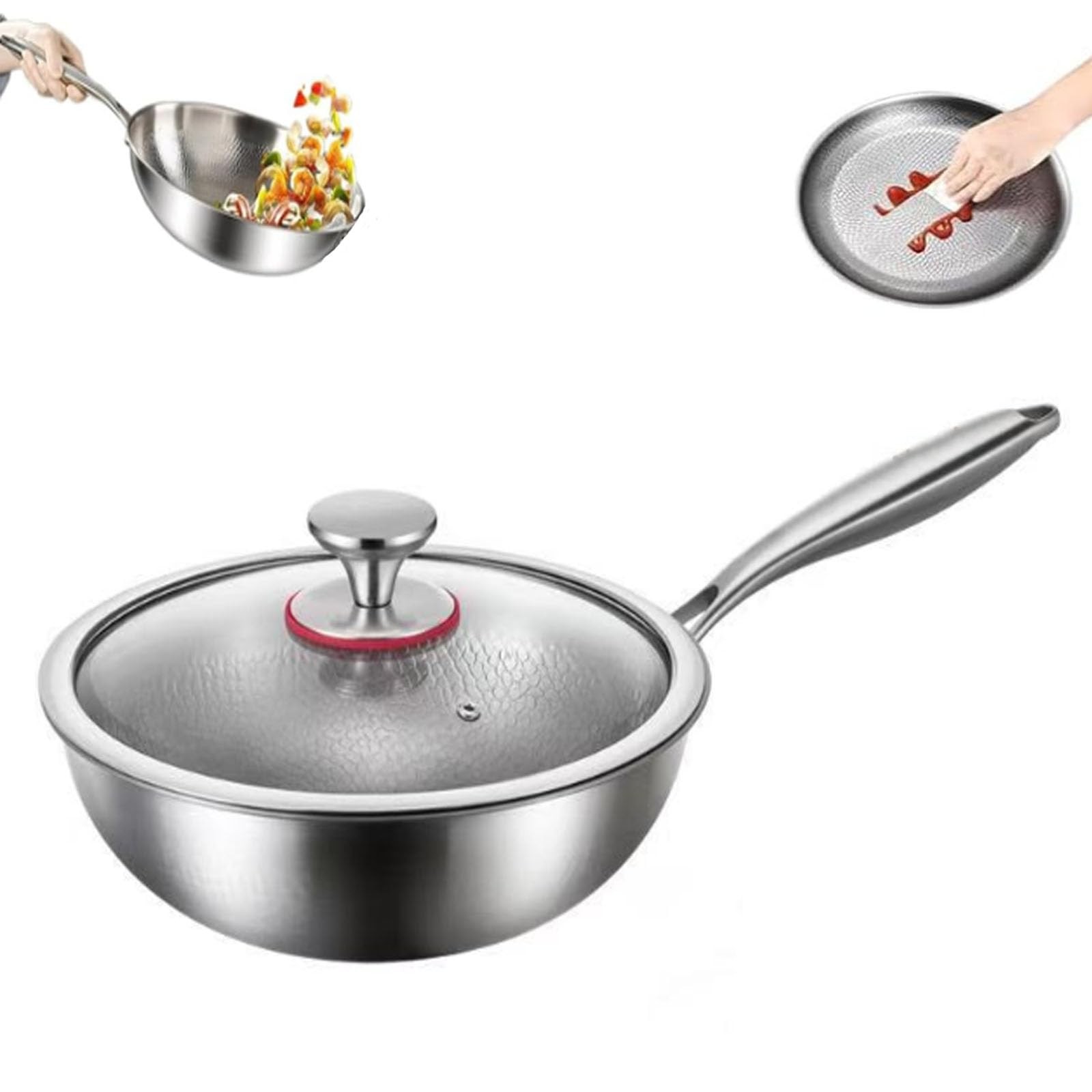 Toutrop Titanium Hammered Pan Pro Lid Non Stick Scratch Resistant