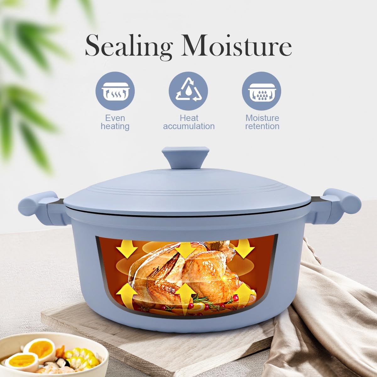 7 Quart Lightweight Dutch Oven Pot with Lid, Aluminum Casserole Cookware, Large