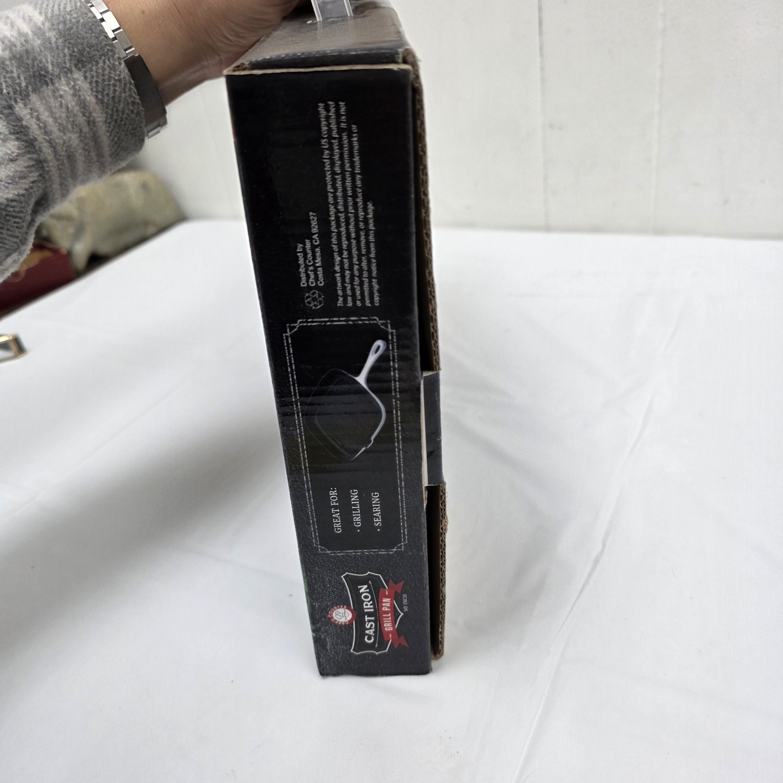 Chef’s Counter Cast Iron 10″ Grill Pan Brand New White Black
