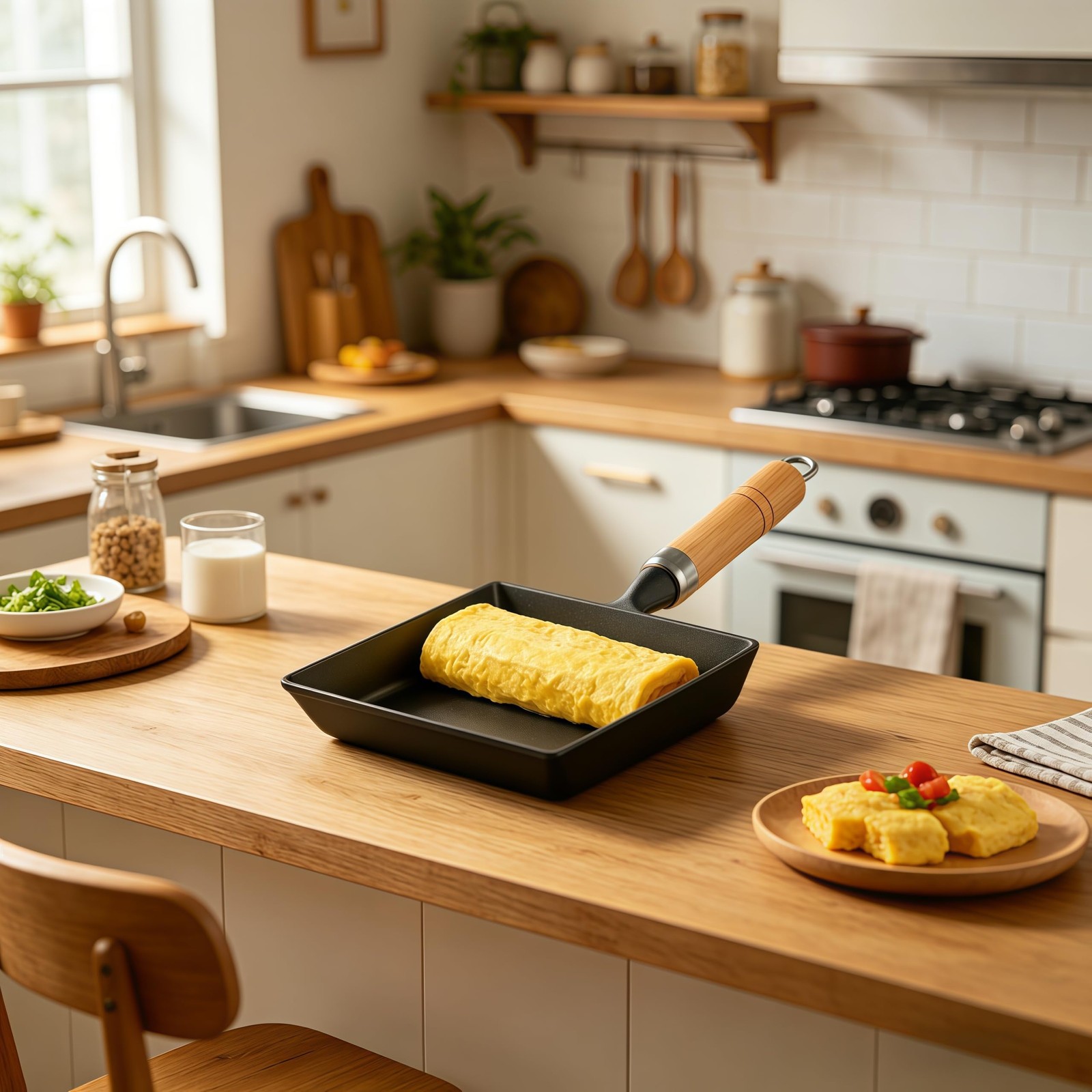 Tamagoyaki Pan, Cast Iron Japanese Rolled Omelette Pan, Tamago Pan for Breakf…