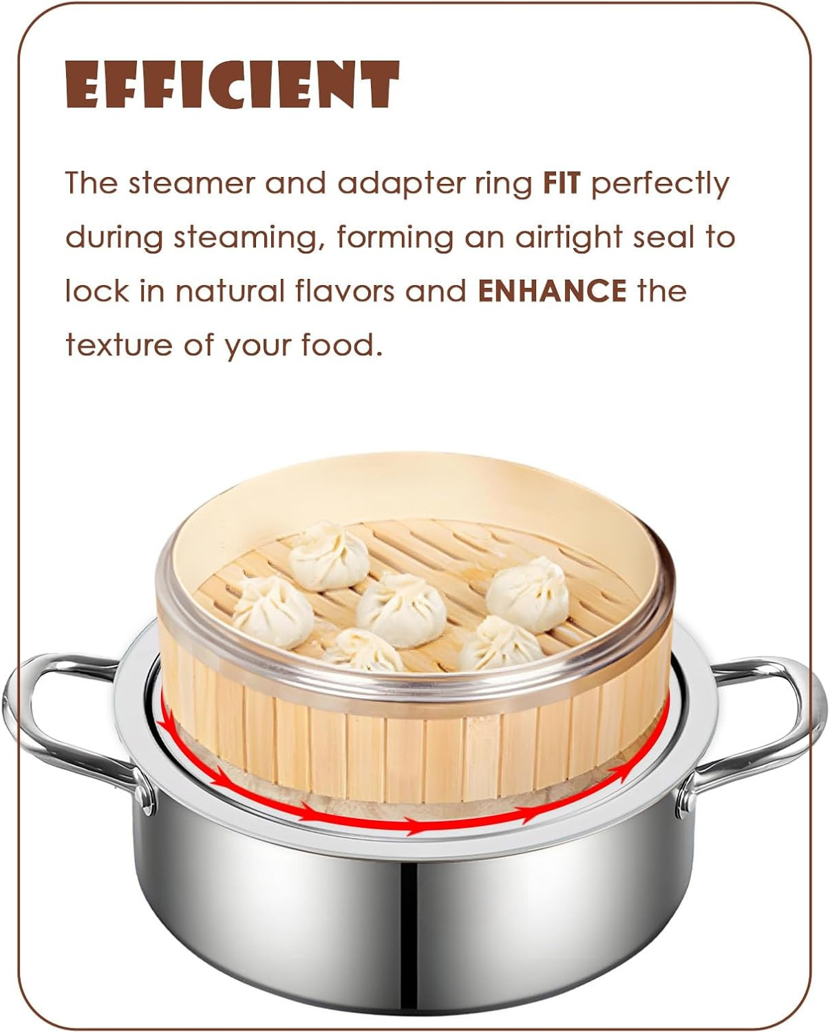 Stainless Steel Steamer Ring | 13 Inch, Fits 7 to 12 Inch Bamboo Steamer | Steam