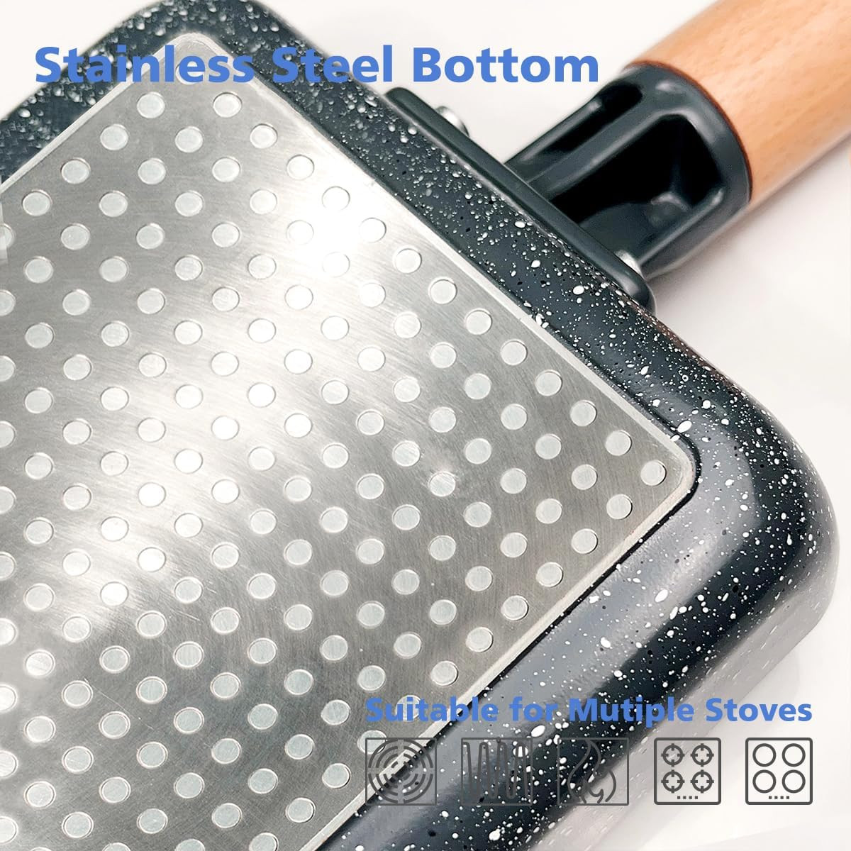 Ceramic Coating Square Japanese Tamagoyaki Omelette Small Skillet, Non-stick Rec