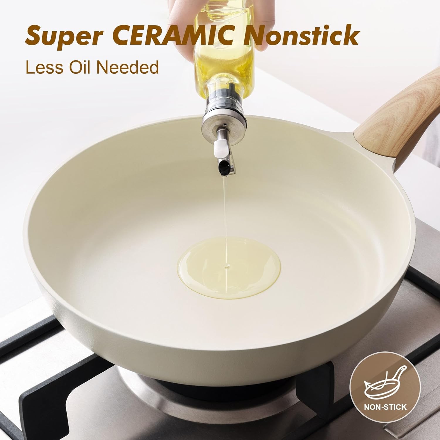 Ceramic Nonstick Frying Pan Small Skillet 8/9.5/11/12.5Inch Non Stick Omelet Pan