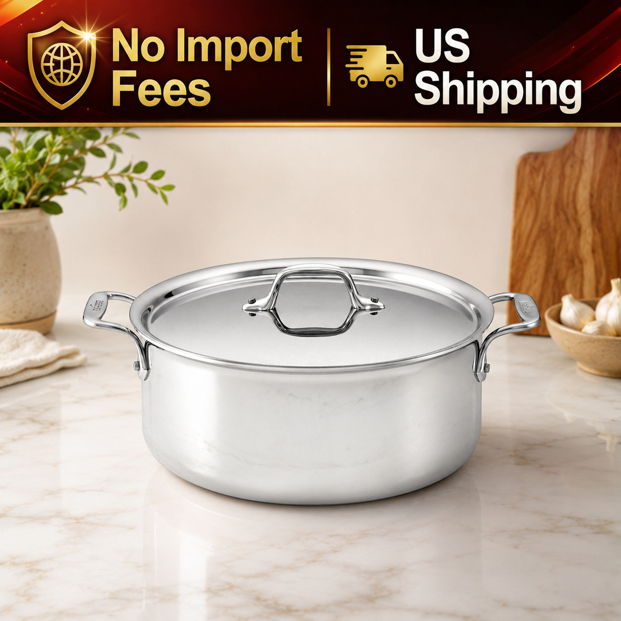 All-Clad D3 Tri-Ply Stainless Steel Stockpot 6-Qt with Lid