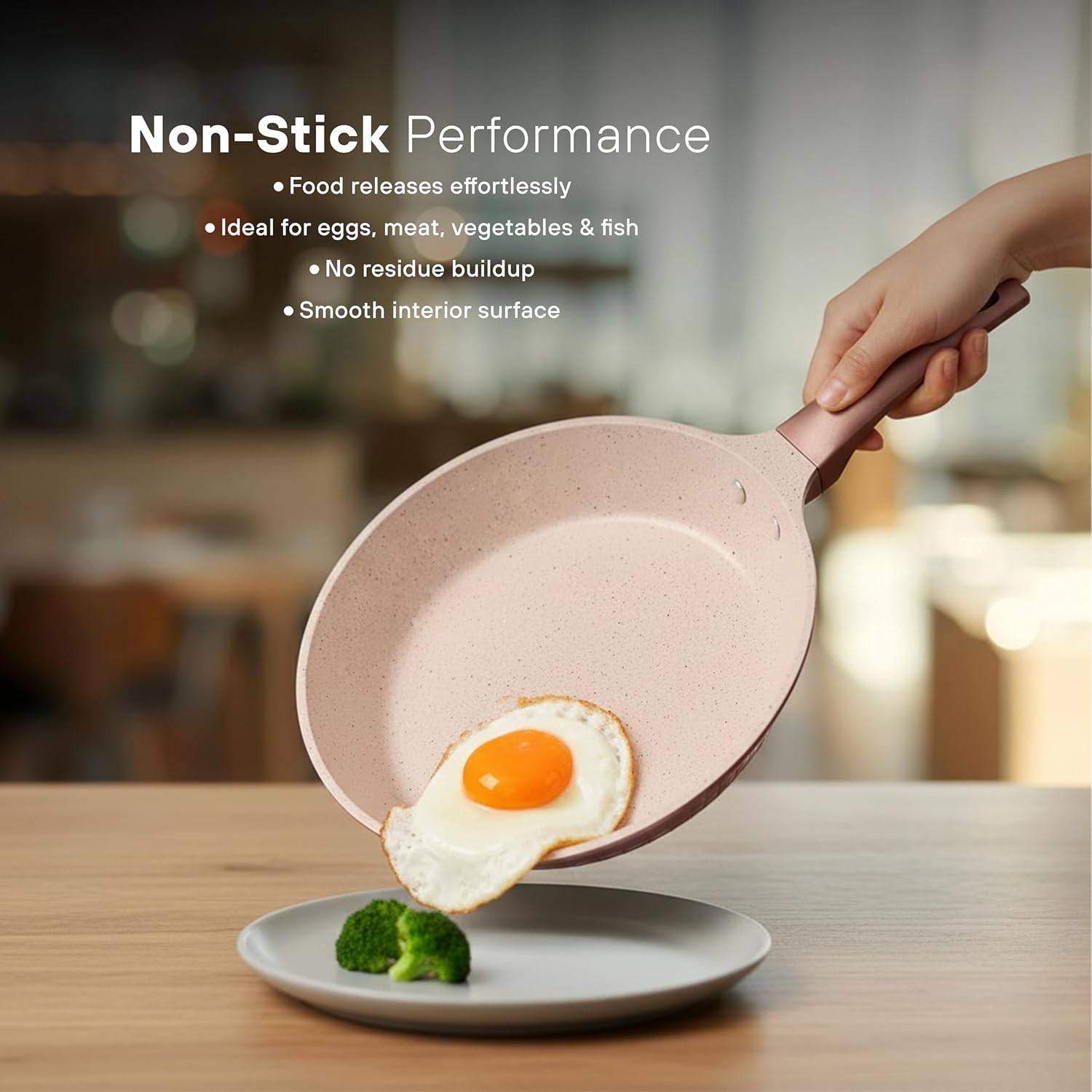 KOCHSTELLE Non-Stick Marble Cookware Set, 13Pieces, Rose Gold Cookware Set | Dur