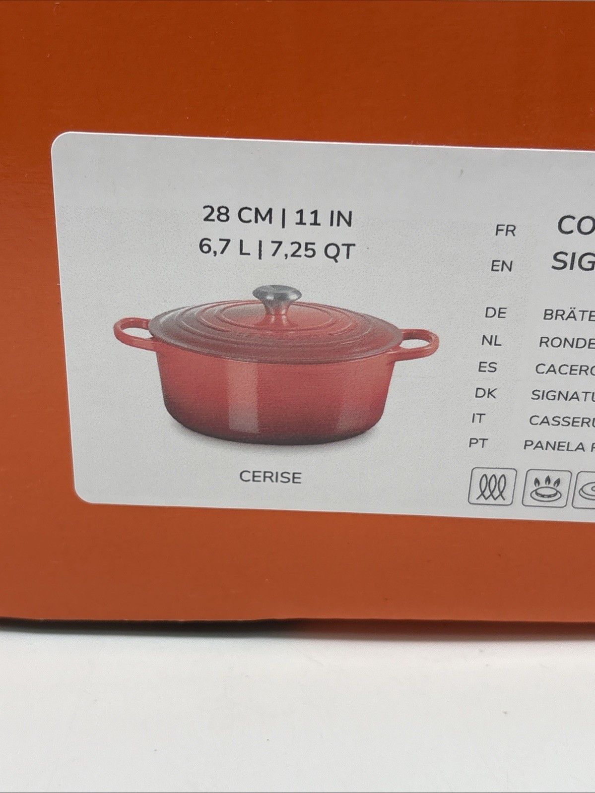 Le Creuset Signature Round Casserole Dutch Oven 7.25 Qt Cast Iron Cerise Red-NEW