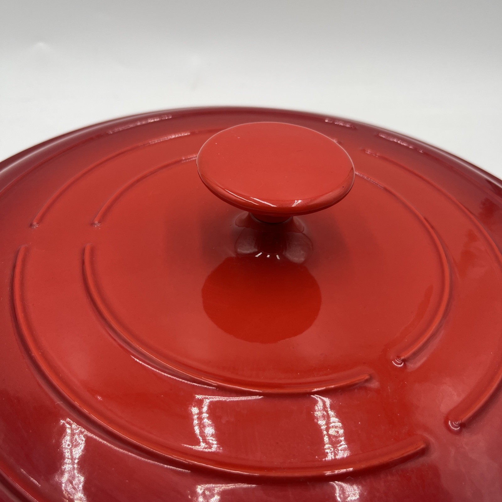 Technique Colorcast Red Enameled Cast Iron Pan Lid Casserole Vintage 12.25”
