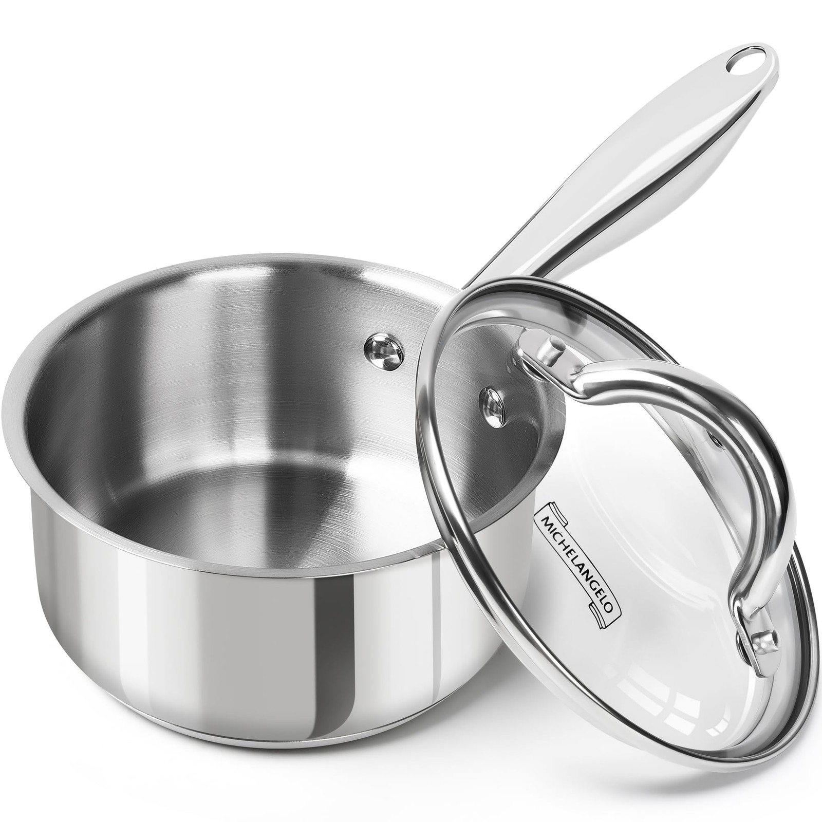 1.5 QT Saucepan with Lid 18/10 Stainless Steel Sauce Pan with Tri-Ply Bottom
