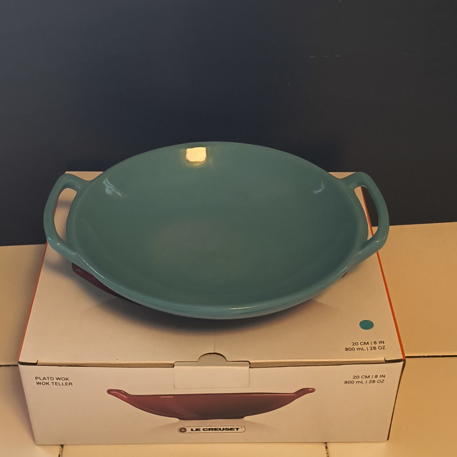 Le Creuset Stoneware Wok Dish 20cm Turquoise 800mL Microwave Safe