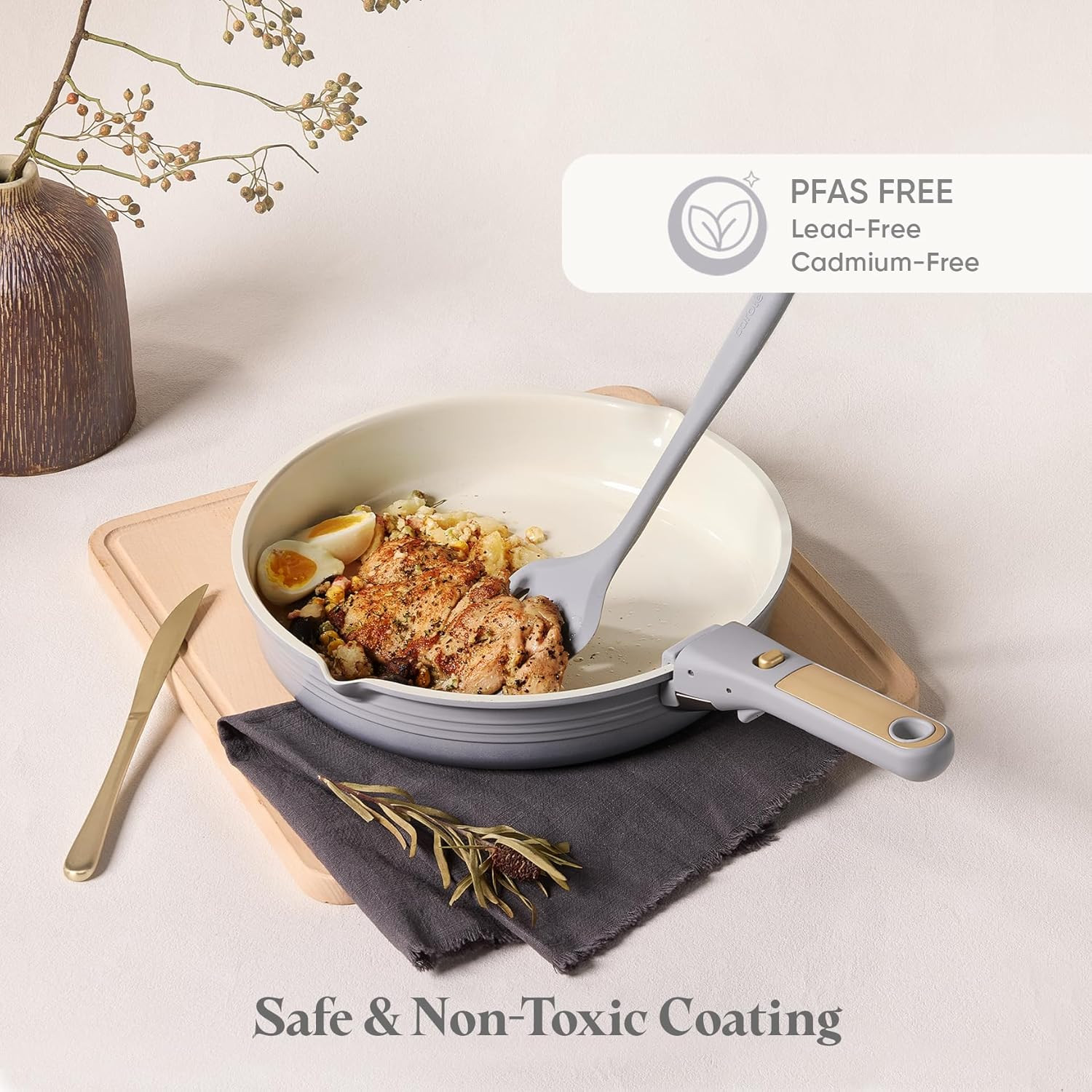 17-Piece Titanium Non-Stick Cookware Set with Detachable Handles