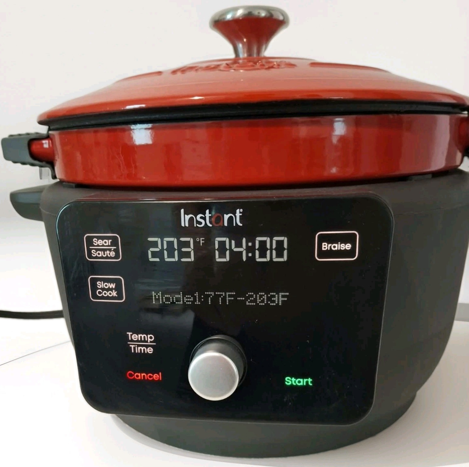 Intant Pot 5-in-1 Cast Iron Electric Dutch Oven, 6-Quart, 1500W Digital Display