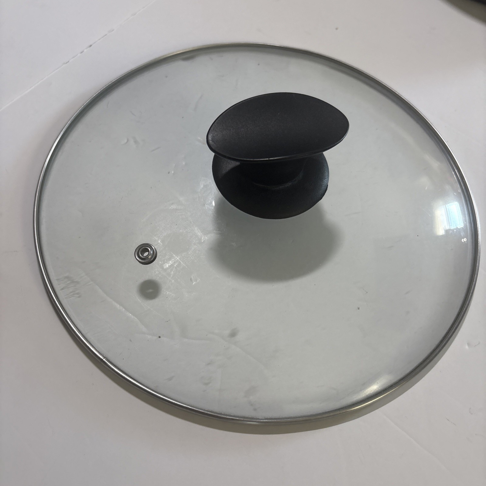 Stainless Steel 9.75″ Clear Vented Lid With Handle Tempered Glass Cover Top EUC