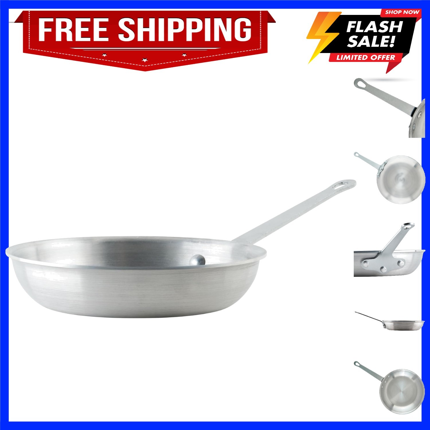Commercial-Grade Aluminium Fry Pan/Skillet, Satin Finish, 8″