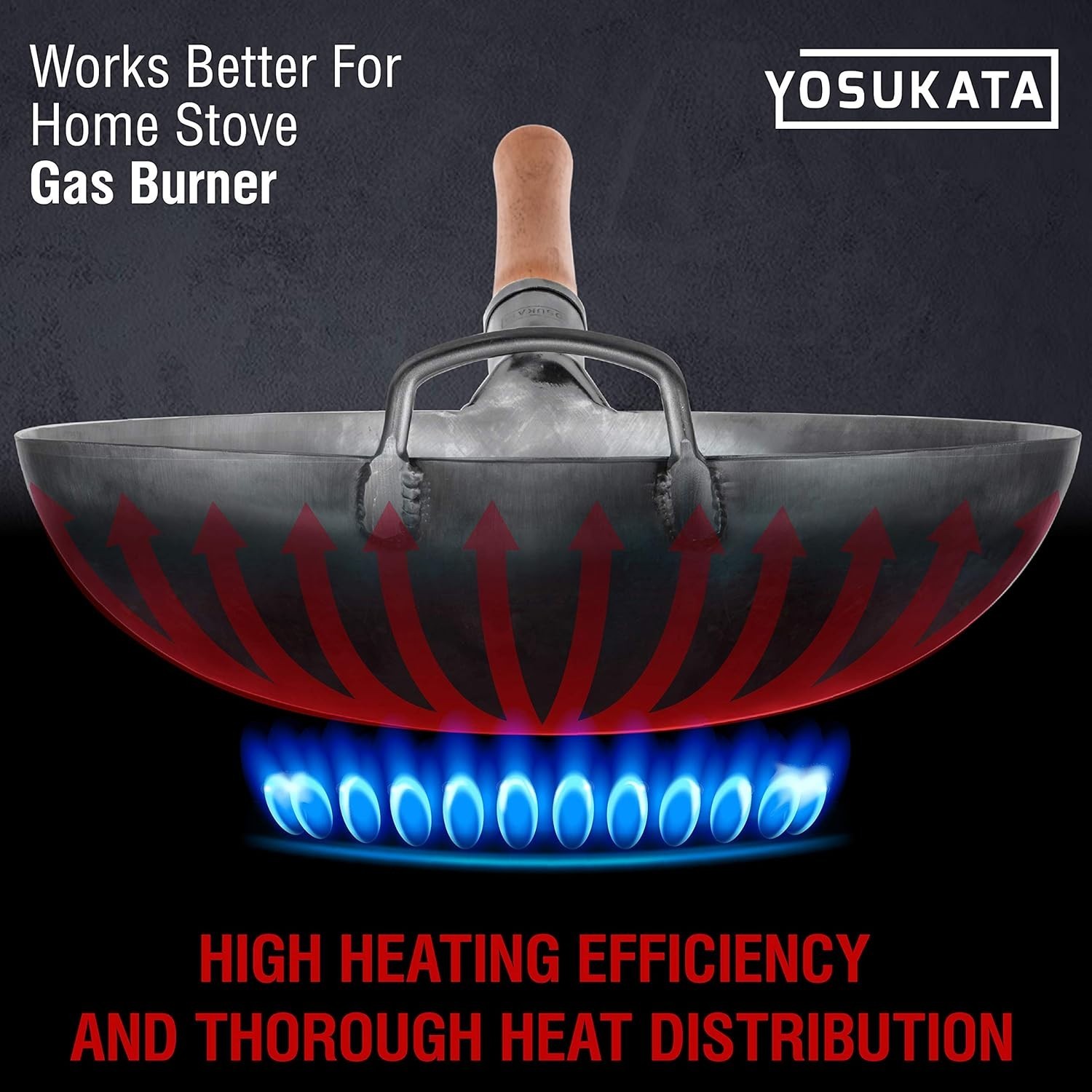 YOSUKATA 14” Round Bottom Carbon Steel Woks and Stir Fry Pans – Unseasoned Pow