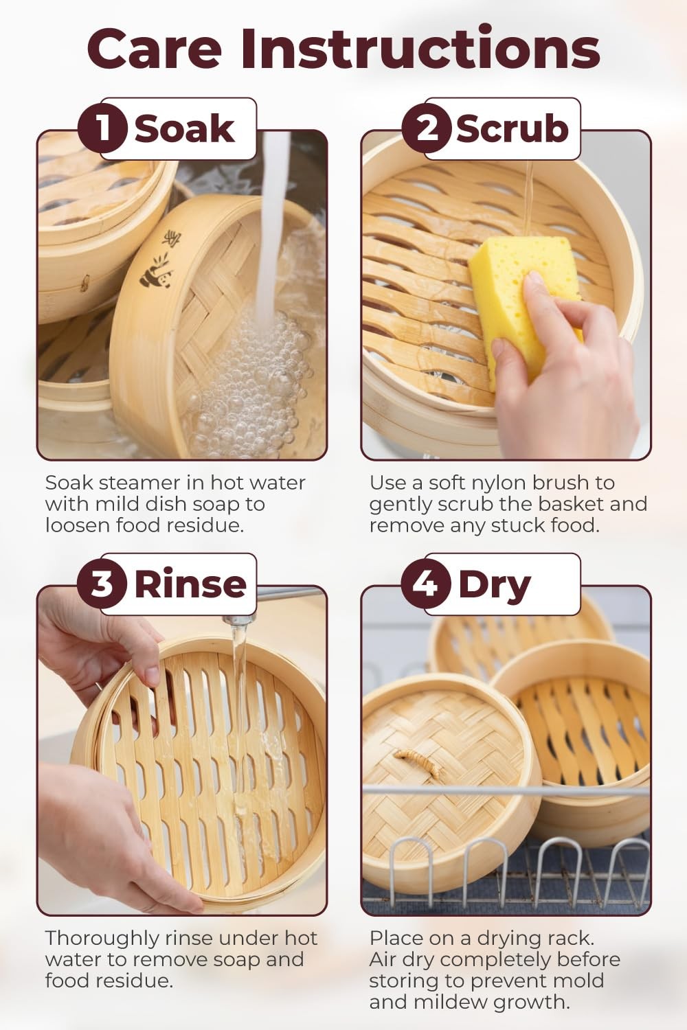 Bamboo Steamer Basket 10Inch | 2Tier Steamer for Cooking | 50 Liners, Chopsti…
