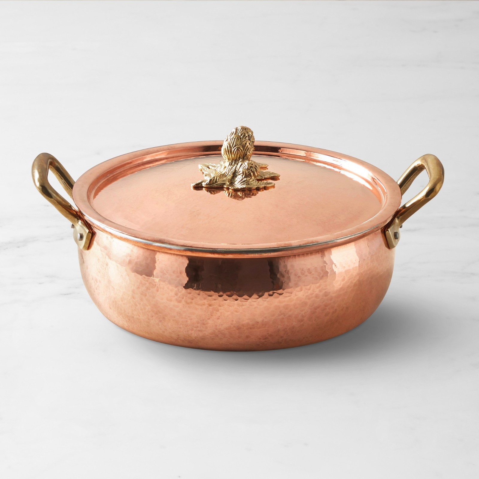 Ruffoni Historia Hammered Copper Braiser with Artichoke Knob, 6-Qt, Ships Free f