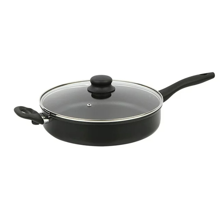 4 Quart Multi-Use Non-Stick 28cm Black Jumbo Cooker Frying Pan with Glass Lid