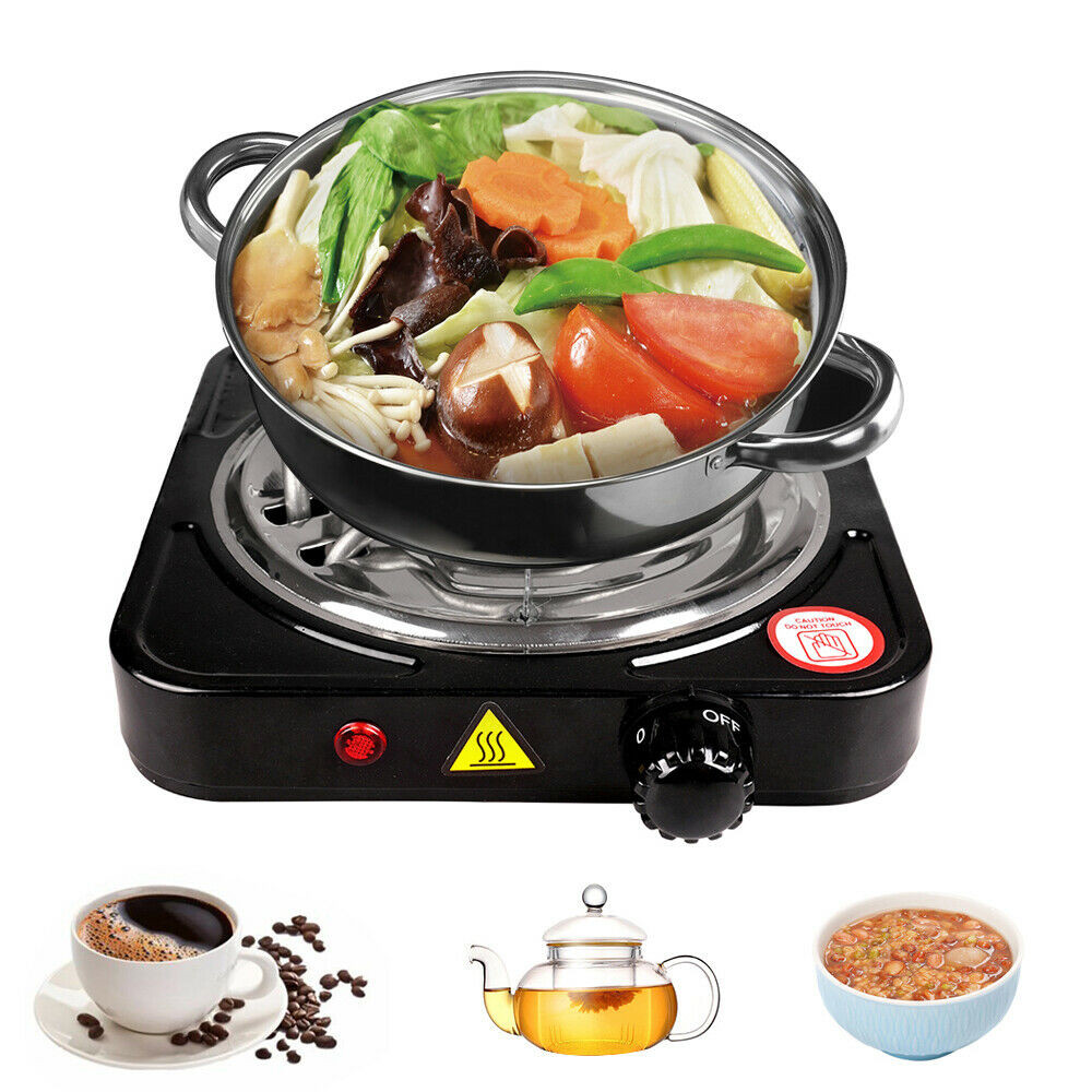 1000W Electric Burner Single Hot Plate Stainless Steel Camping Cooking Stove