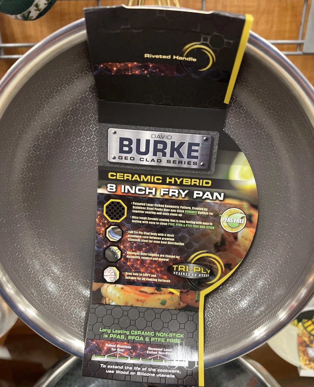 David Burke Geo Clad 8″ Tri-Ply Stainless Hex Steel Hybrid Frying Pan w/ Copper