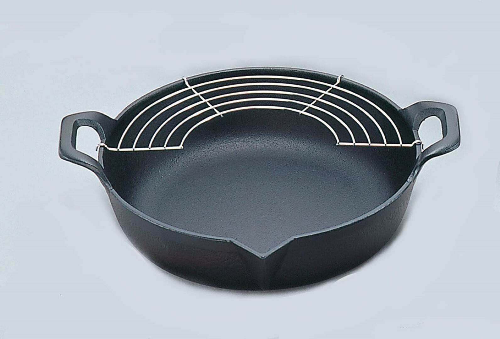 IWACHU Nanbu Tekki Tempura Pot For Gas Cast Iron 10.6″ Made in Japan black 25102