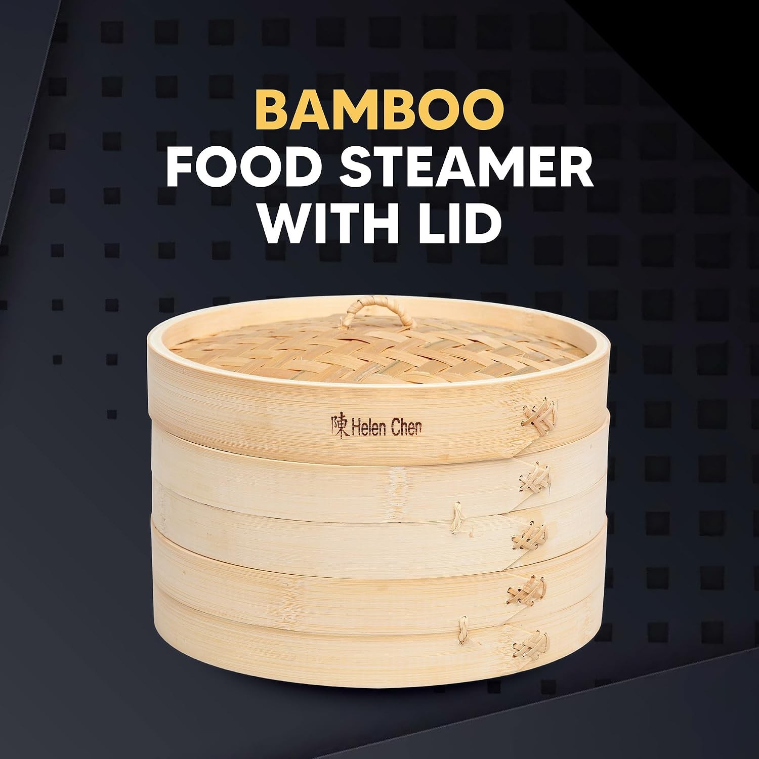 Bamboo Food Steamer W/ Lid 100% Natural Bamboo Basket Steamers Cooking Dumplings