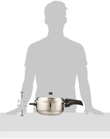 5L Alpha Deluxe Induction Base Stainless Steel Deep Pressure Pan, 5.0-Liter,
