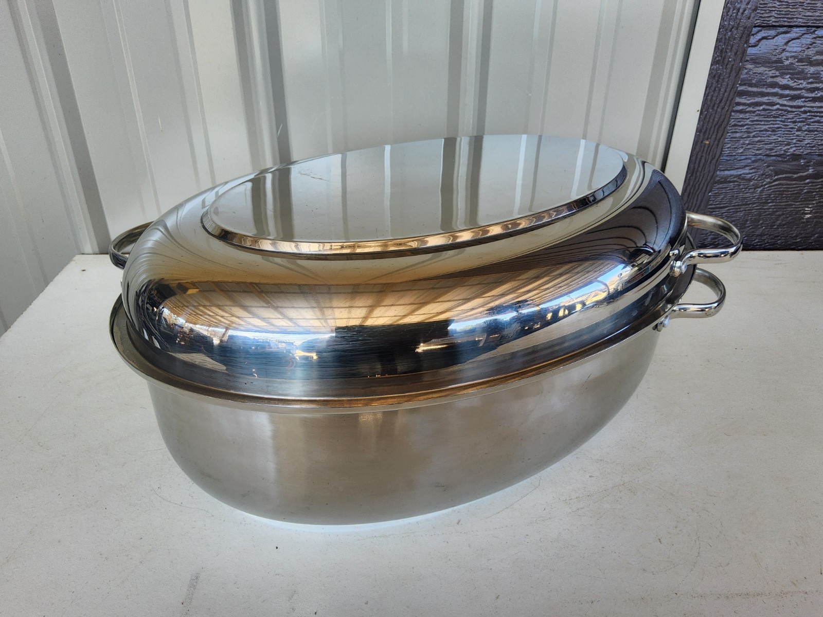 Vintage Stainless Steel Roaster Pan Double Oven Baker