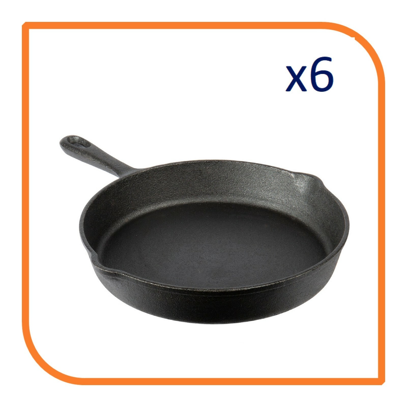 10″ Round Cast Iron Frying Pan / Skillet with Handle (6 Skillets) by MyXOHome