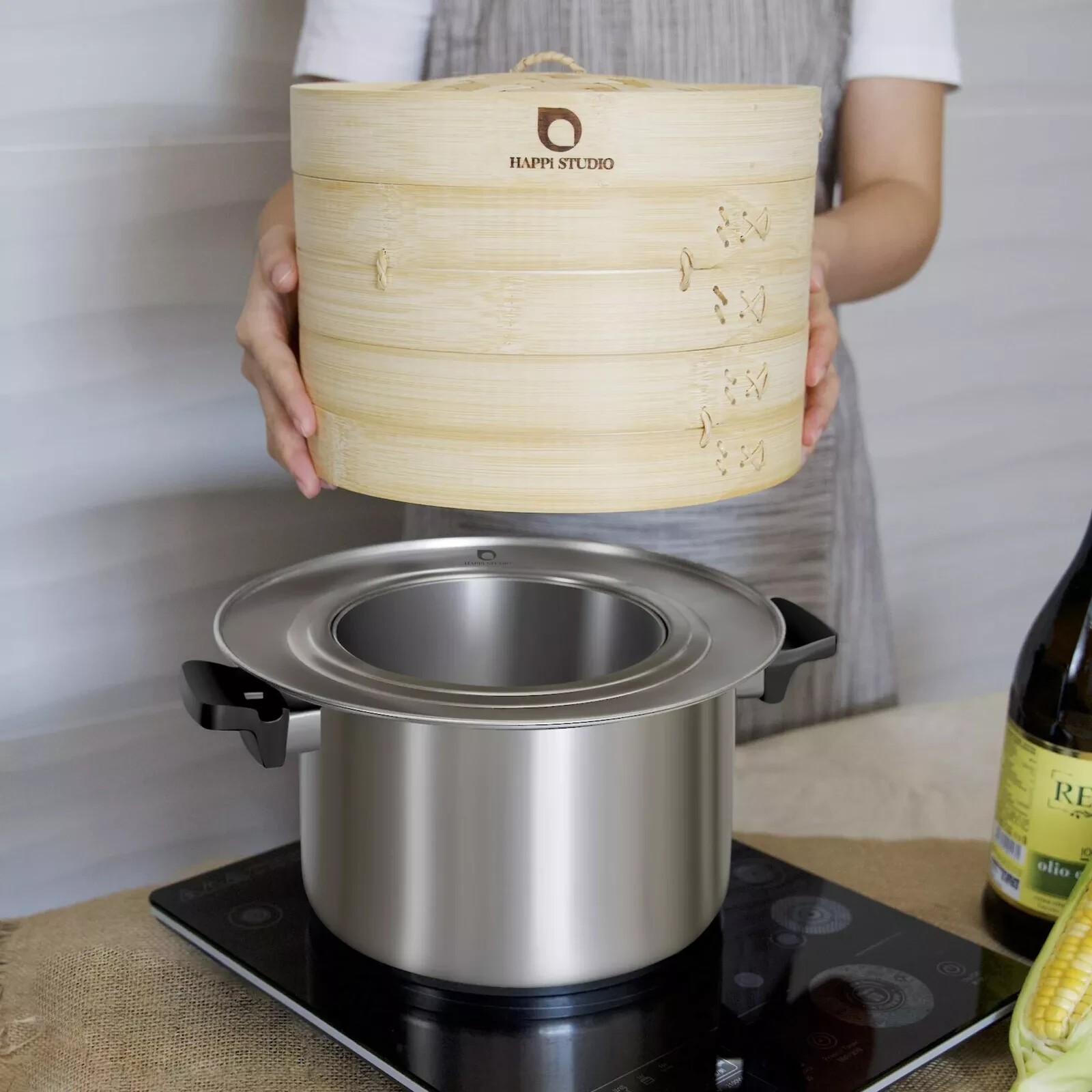 Steamer Ring Stainless Steel Adapter for 8 to 11inch Bamboo Steamer Happi Studio