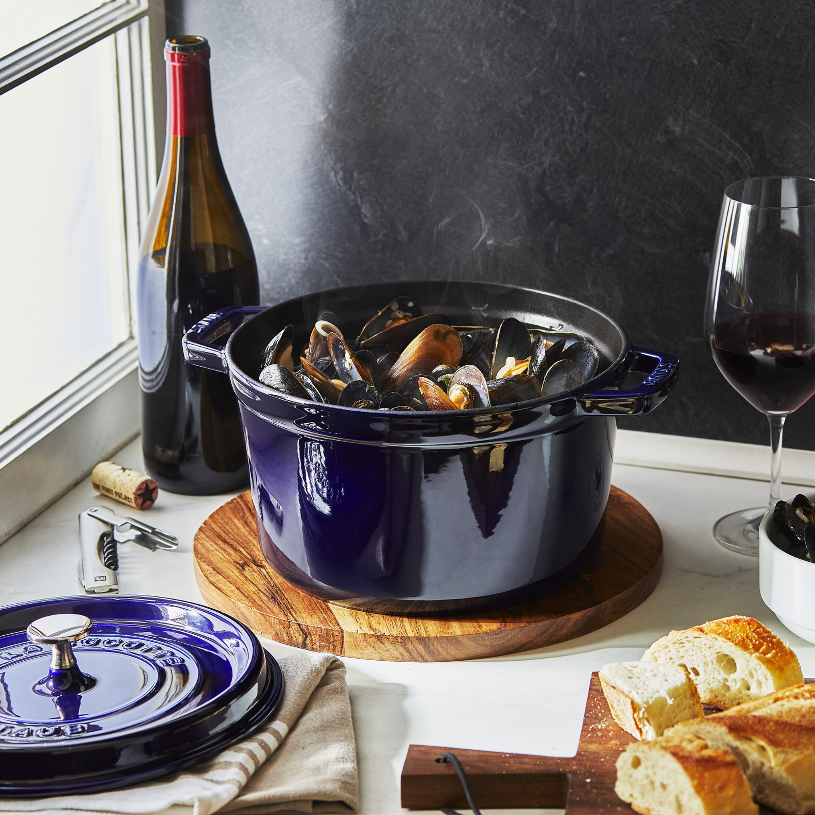 Staub Enameled Cast Iron 3 Qt Deep Oven Basil Brass Knob – NO IMPORT FEE