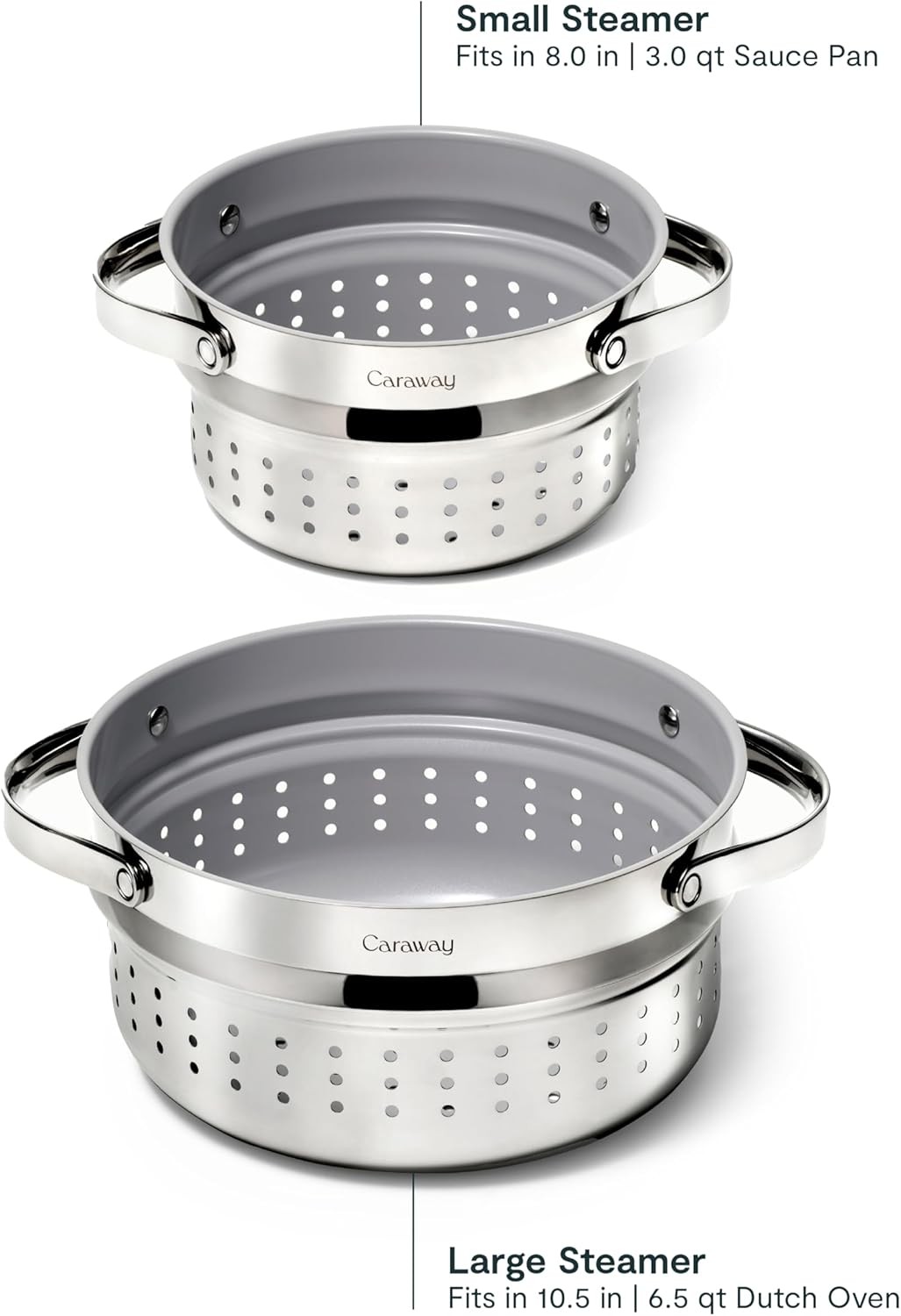 Caraway Steamer Stainless Steel with Handles Non Toxic for Veggies
